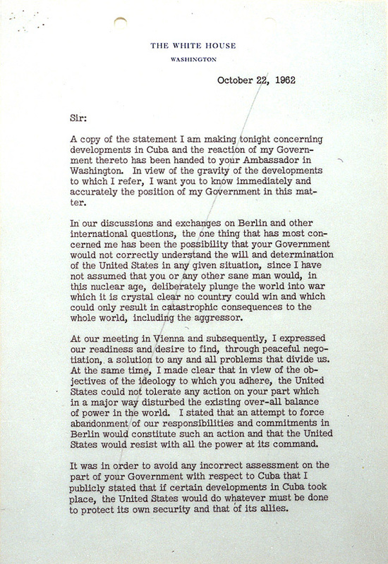 Letter From Chairman Khrushchev To President Kennedy Worksheet Answers